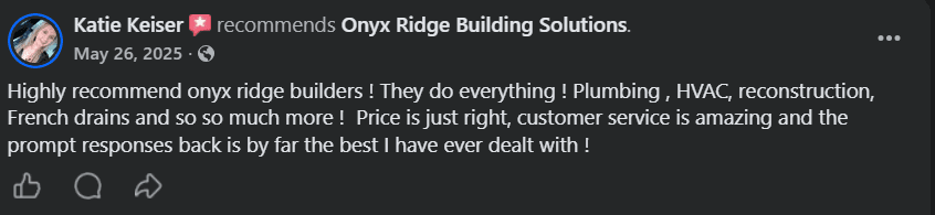 Facebook review for Onyx Ridge Building Solutions